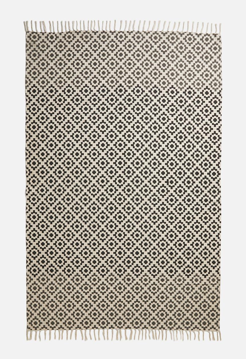 Sixth Floor - Hendesi printed rug - black & grey