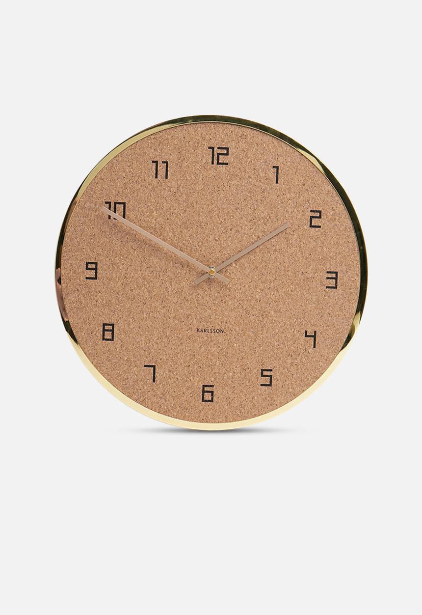 Present Time - Modest cork wall clock - gold