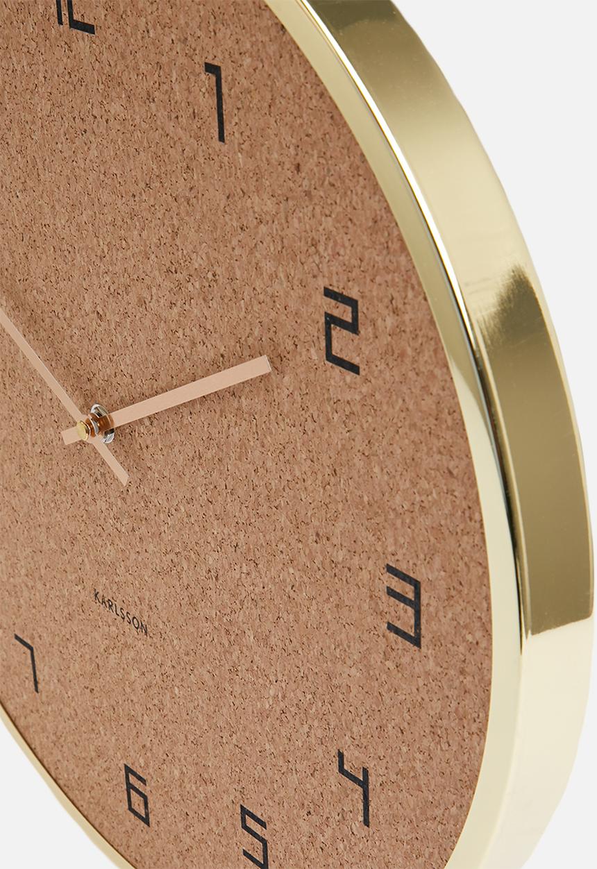 Present Time - Modest cork wall clock - gold