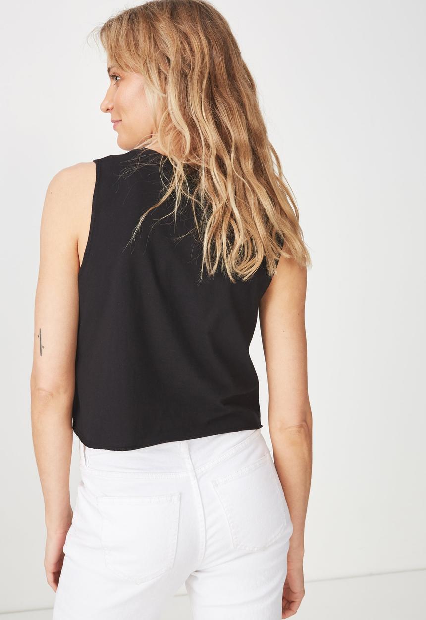 Cotton On - Tbar fox Coke logo graphic tank - black