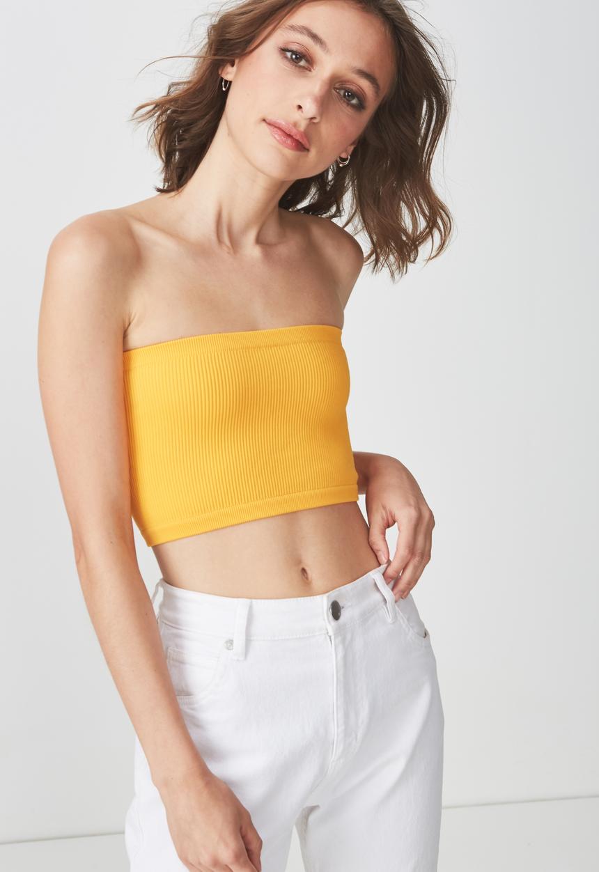 Cotton On - Samantha seam free rib tube top - mustard