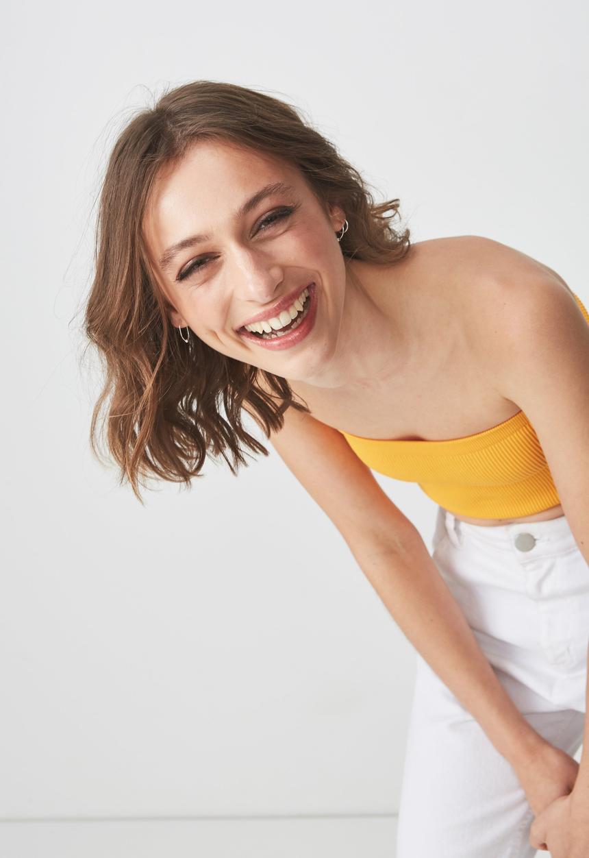 Cotton On - Samantha seam free rib tube top - mustard
