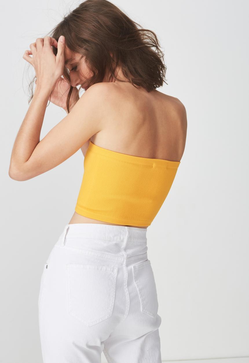Cotton On - Samantha seam free rib tube top - mustard