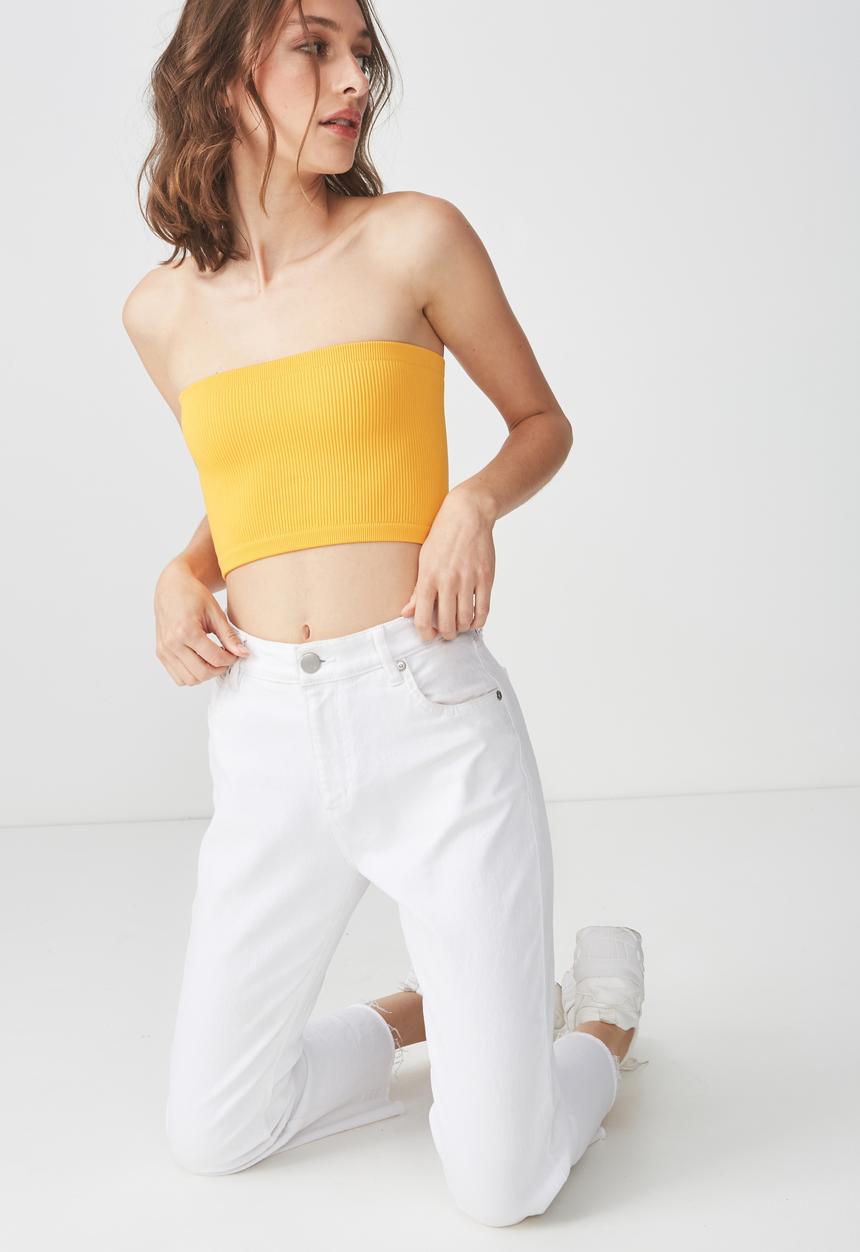 Cotton On - Samantha seam free rib tube top - mustard