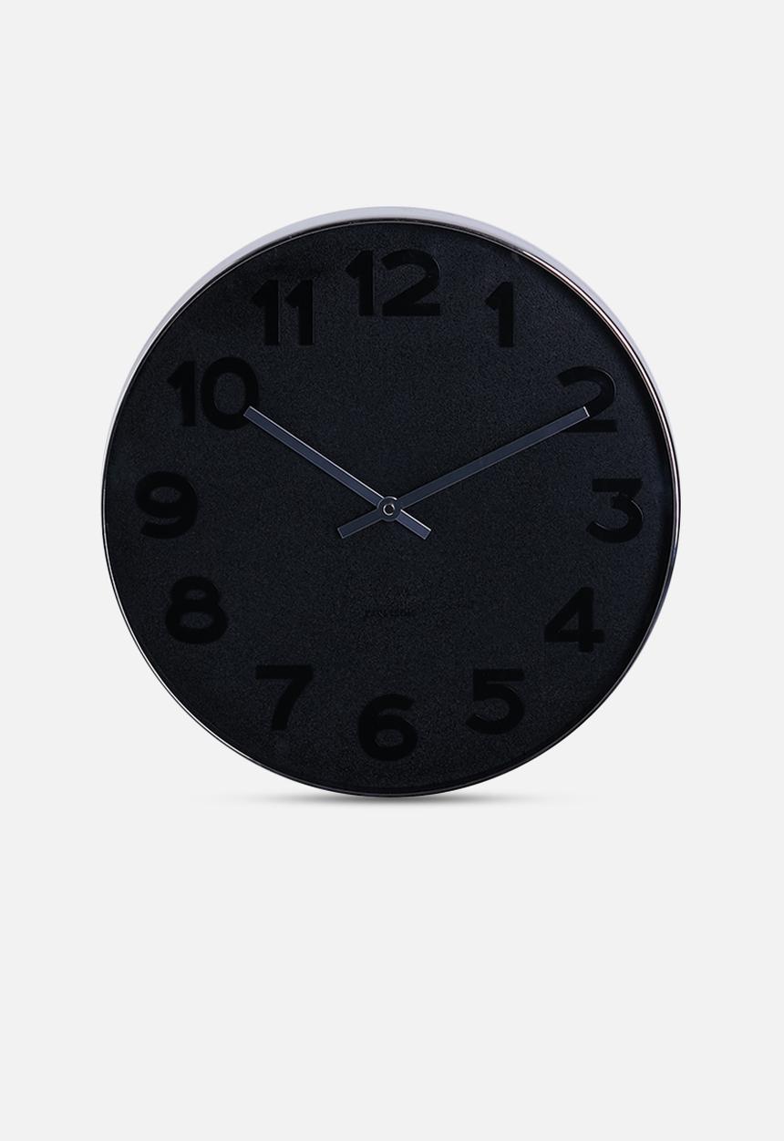 Present Time - Mr. Black wall clock - steel polished