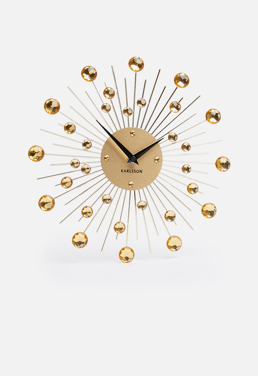 Present Time - Sunburst wall clock - crystal gold medium