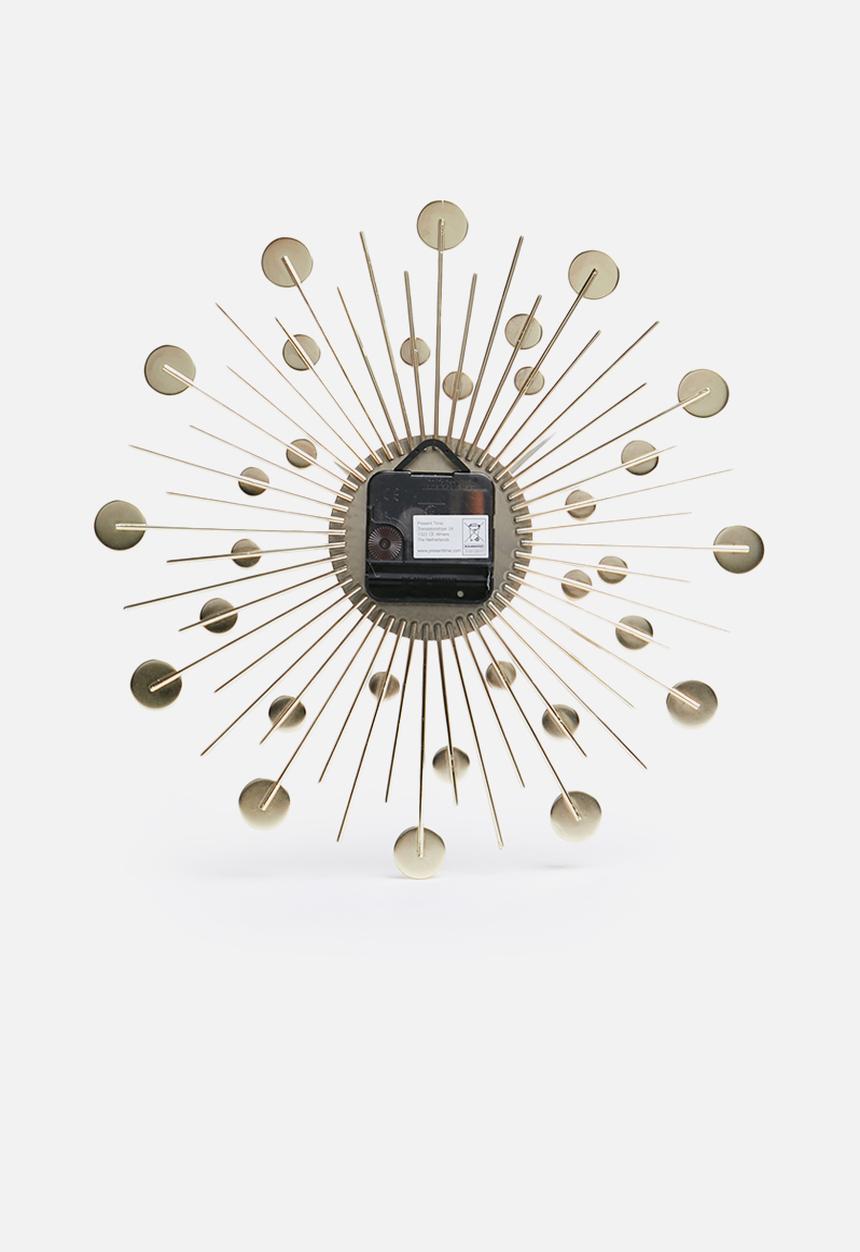 Present Time - Sunburst wall clock - crystal gold medium