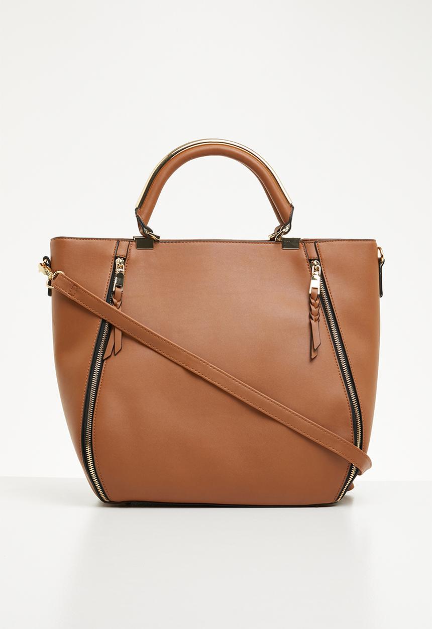New Look - Jane zip detail metal handle bag - tan