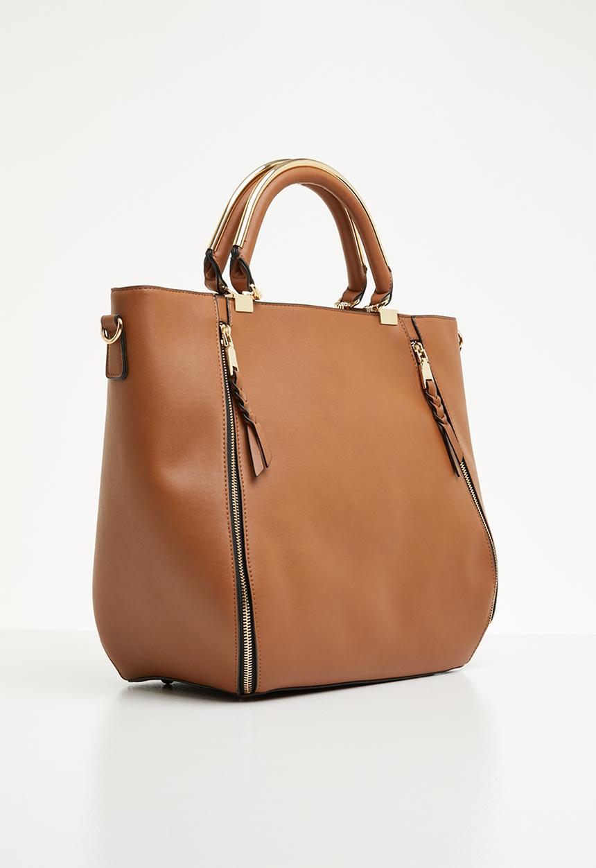 New Look - Jane zip detail metal handle bag - tan