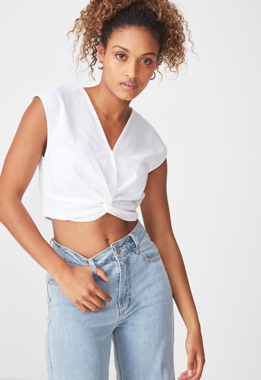 Cotton On - Lara knot front top - white