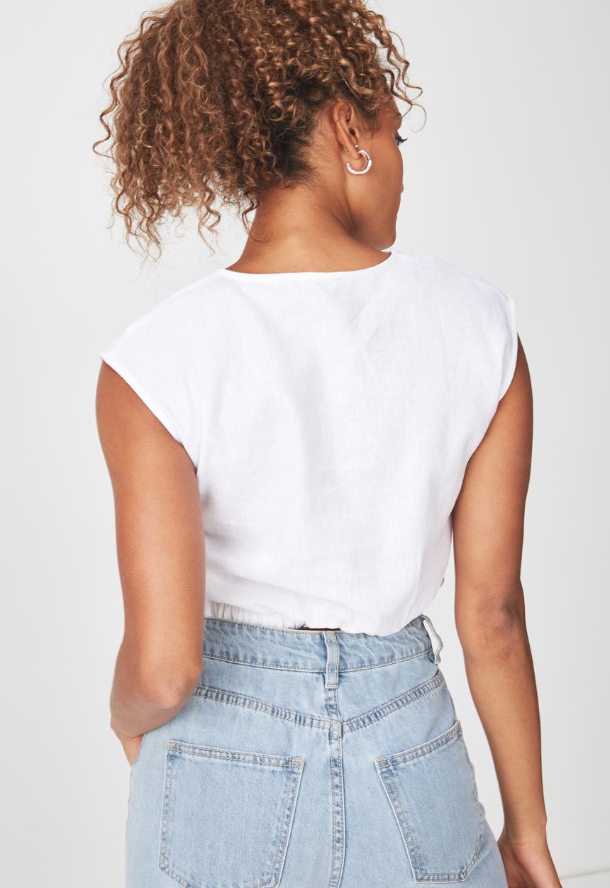Cotton On - Lara knot front top - white
