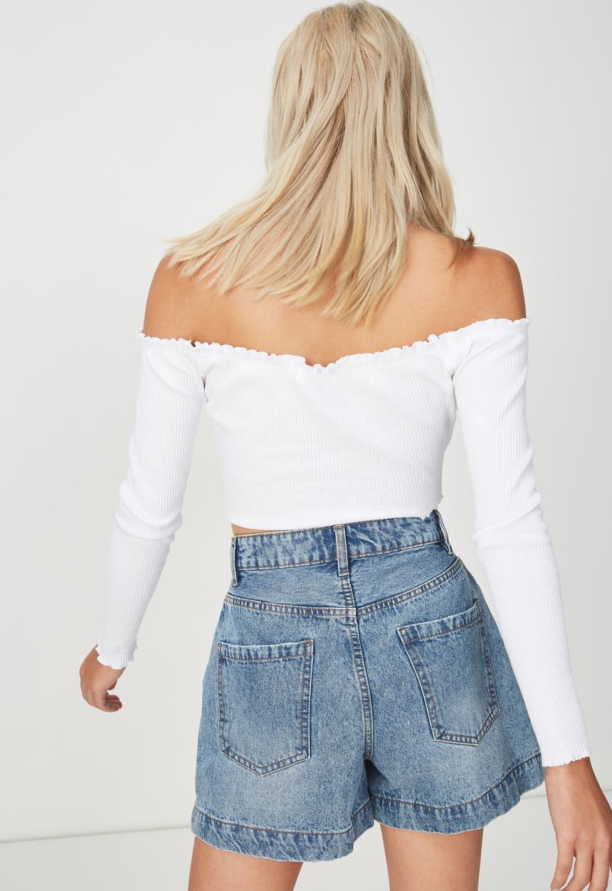 Cotton On - Lani v notch cropped top - white
