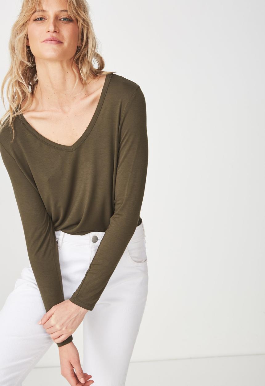 Cotton On - Karly long sleeve top - khaki