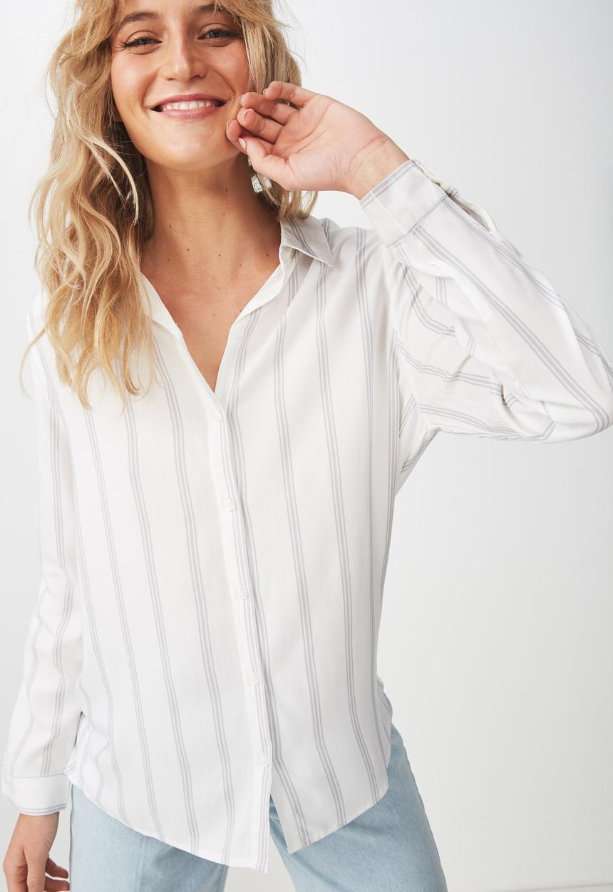 Cotton On - Rebecca shirt - white & grey 