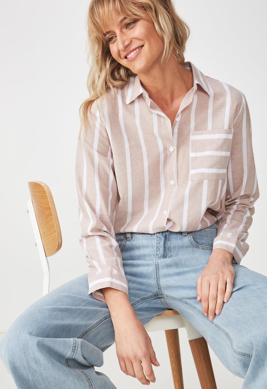 Cotton On - Casual Rebecca shirt - white & beige 