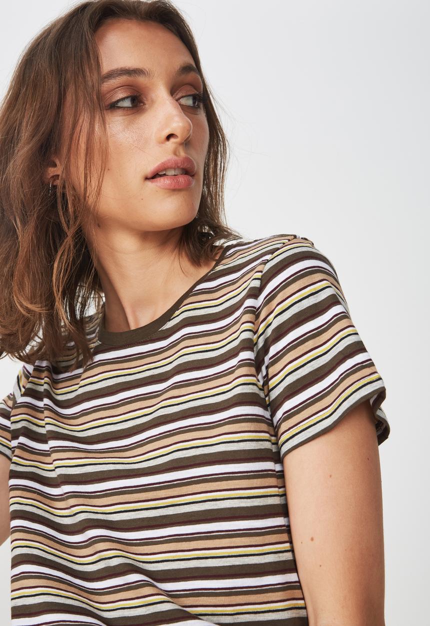 Cotton On - The crew T-shirt - stripe khaki