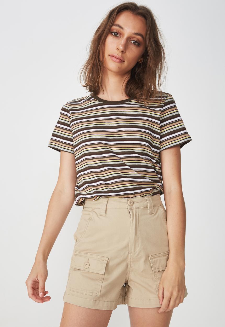 Cotton On - The crew T-shirt - stripe khaki