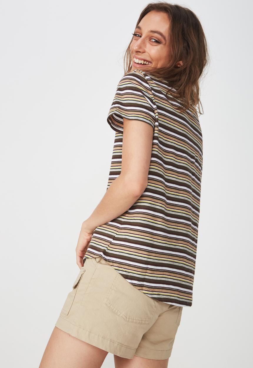 Cotton On - The crew T-shirt - stripe khaki