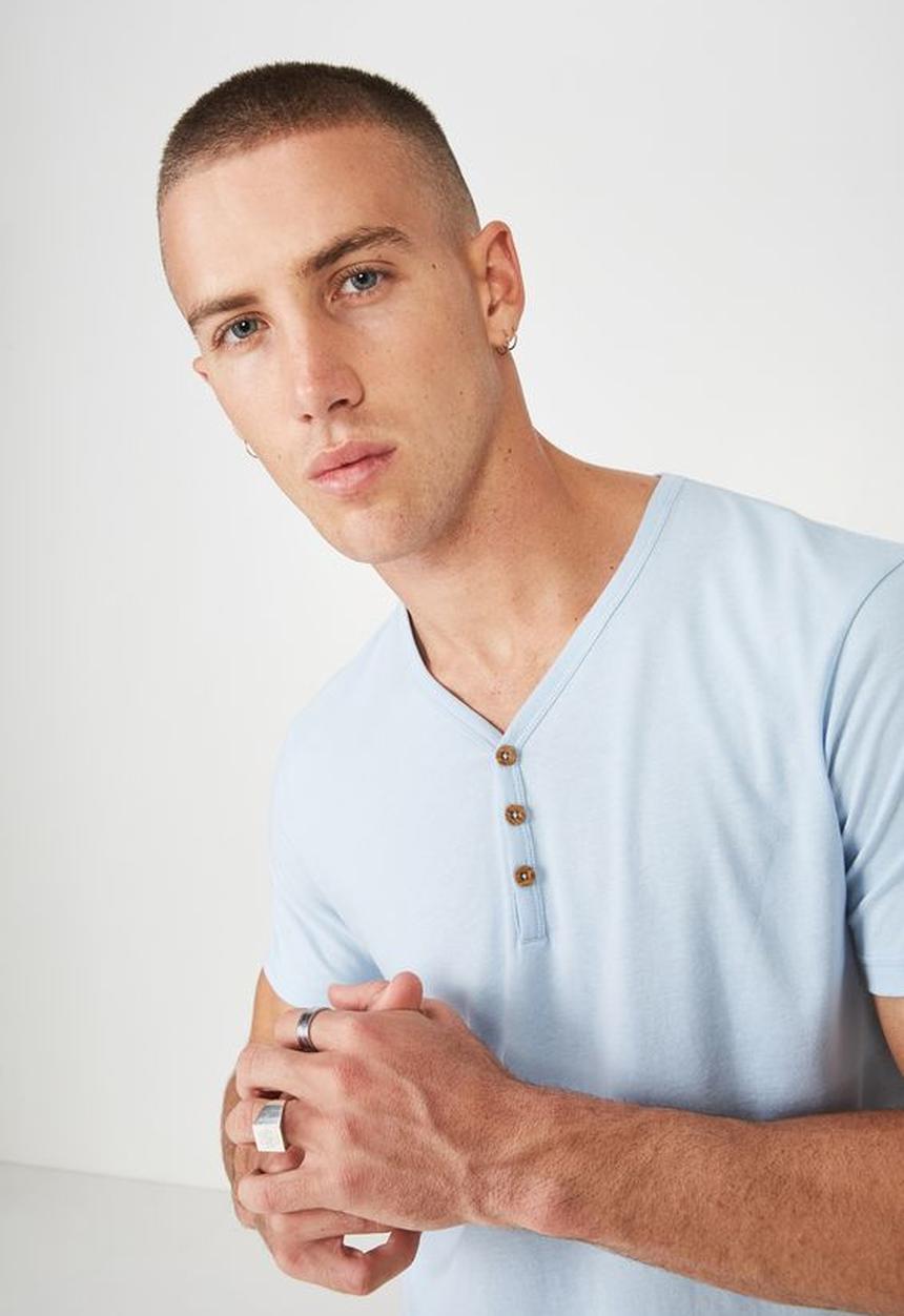 Cotton On - Essential henley - blue