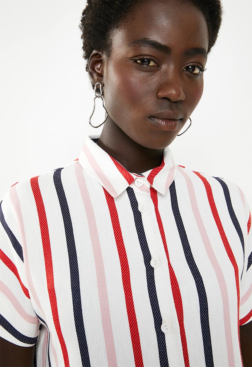 AMANDA LAIRD CHERRY - Thozoma stripey tunic with side splits - white