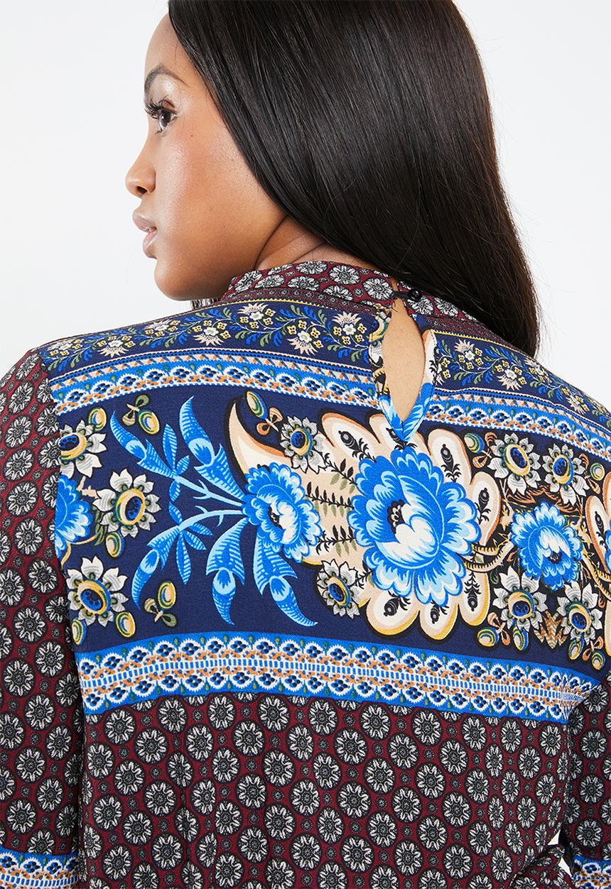 STYLE REPUBLIC PLUS - Boho bell sleeve maxi dress - multi