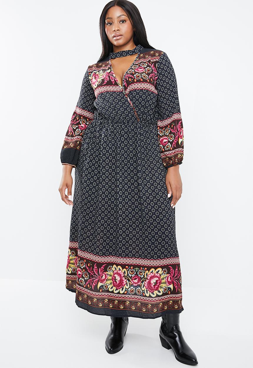 STYLE REPUBLIC PLUS - Boho bell sleeve maxi dress - multi