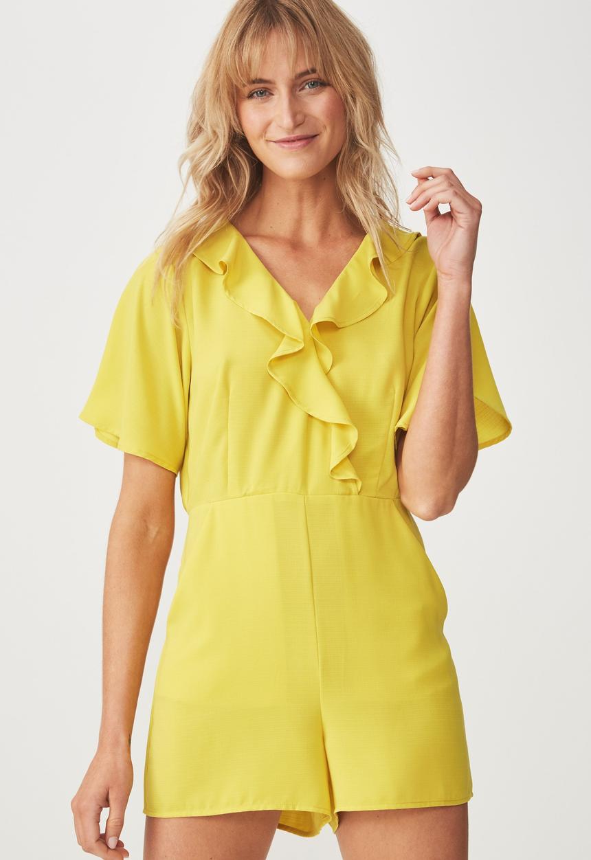 Cotton On - Woven Kennedy drill playsuit - yellow