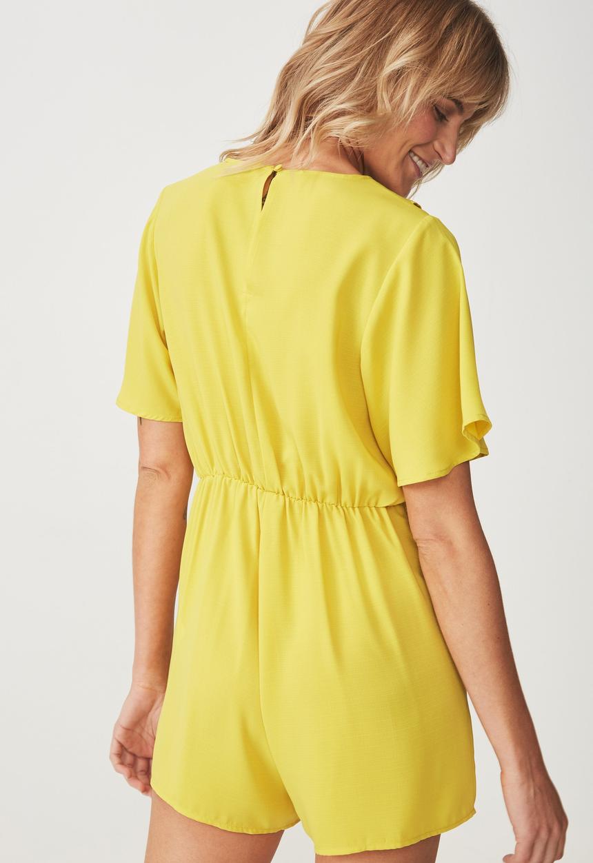 Cotton On - Woven Kennedy drill playsuit - yellow