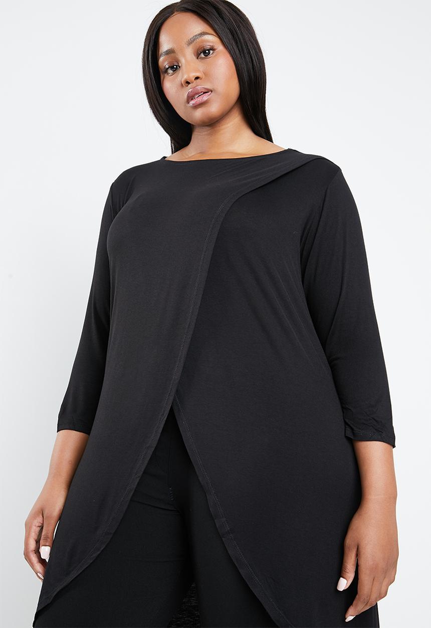 STYLE REPUBLIC PLUS - Mock wrap top - black