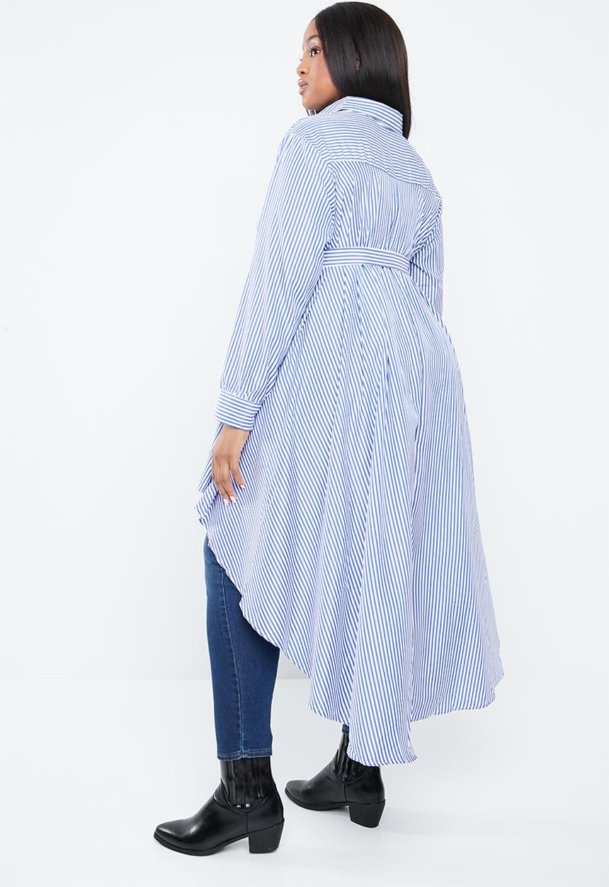 STYLE REPUBLIC PLUS - Dip hem tunic - blue & white