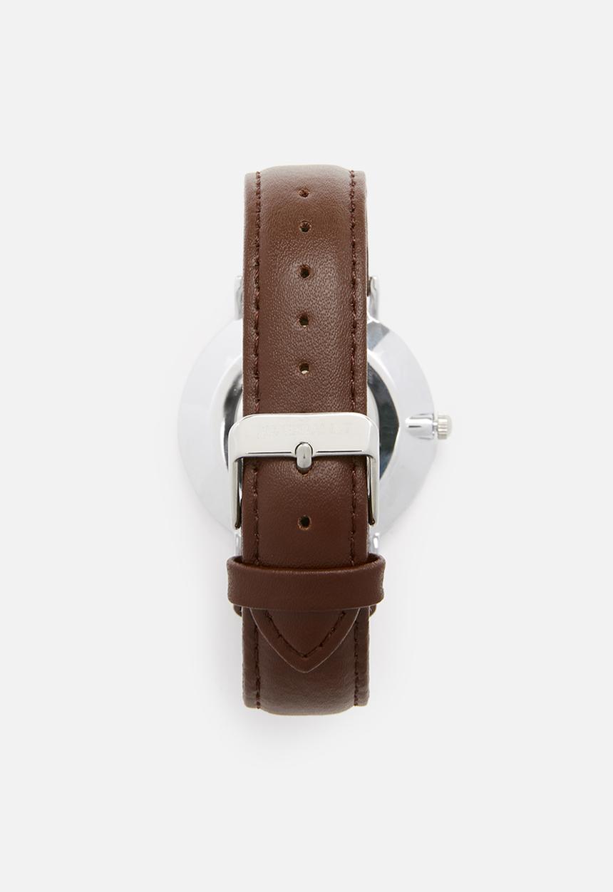 Superbalist - Lucas leather watch - brown & silver