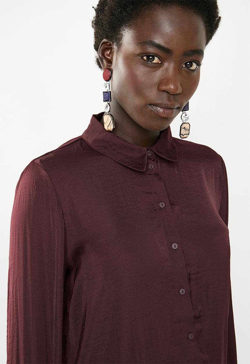 Vero Moda - Sandra long sleeve shirt - burgundy