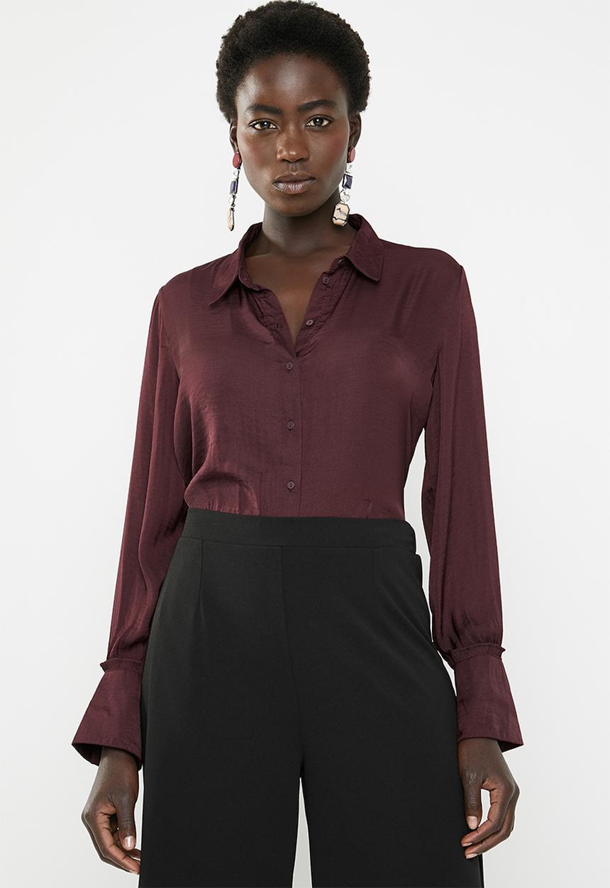 Vero Moda - Sandra long sleeve shirt - burgundy