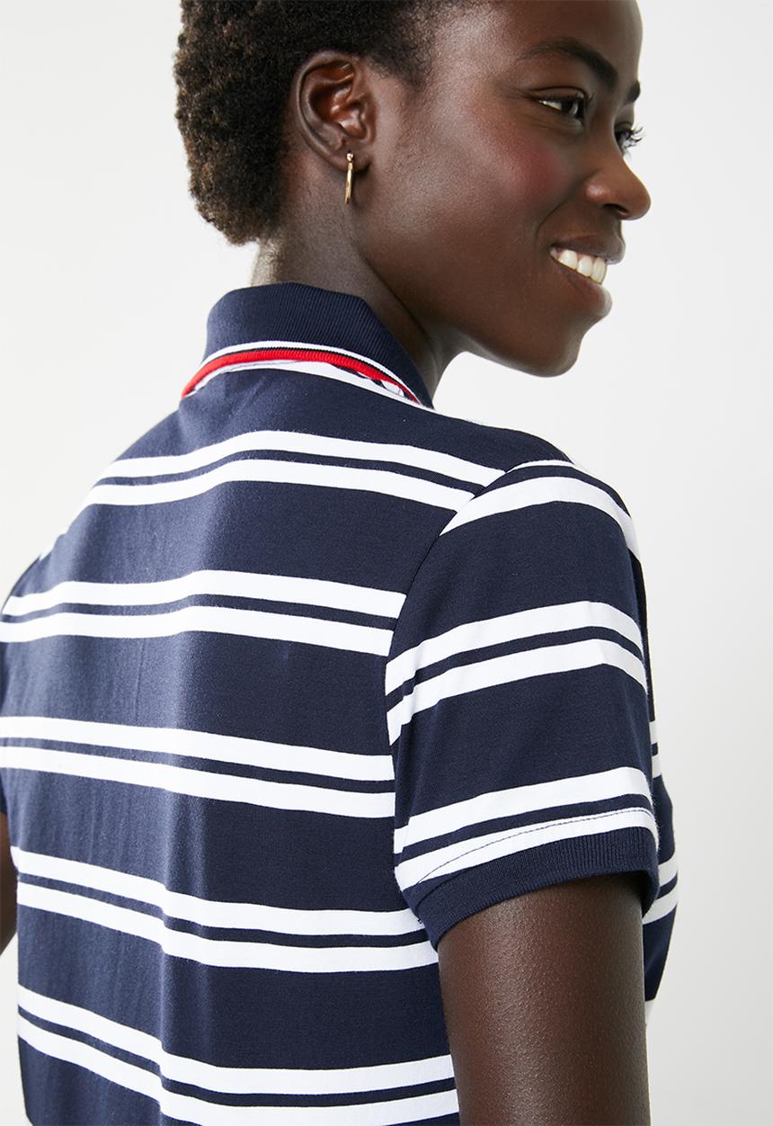 POLO - Anna striped golfer - navy & white
