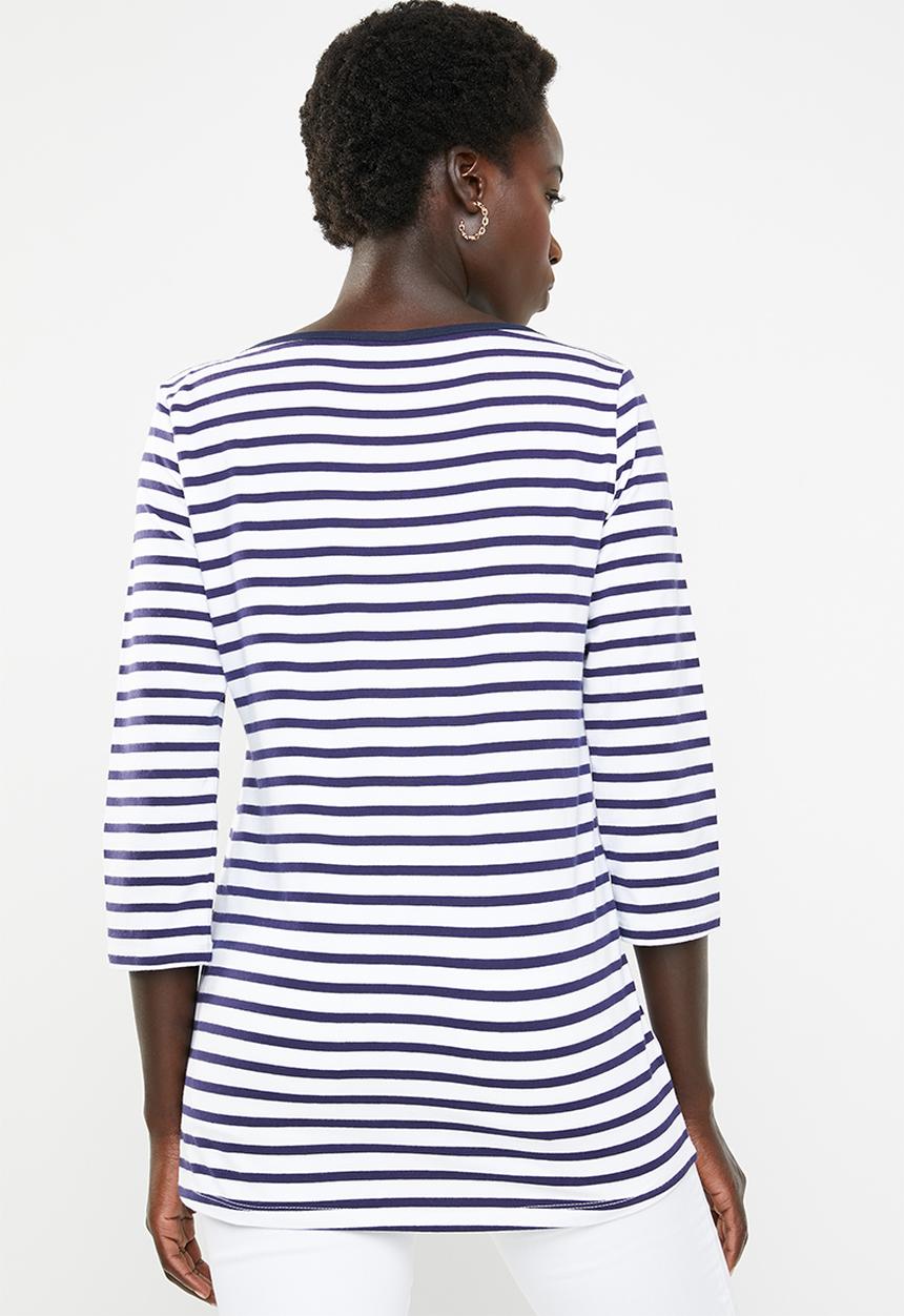 POLO - Kendall striped tee - navy & white