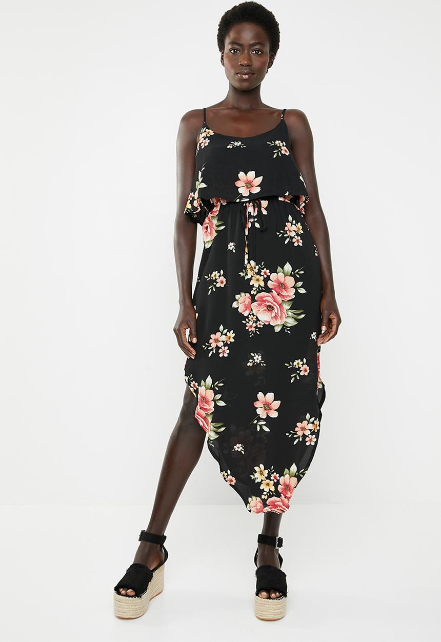 Revenge - Spaghetti strap overlay dress - black