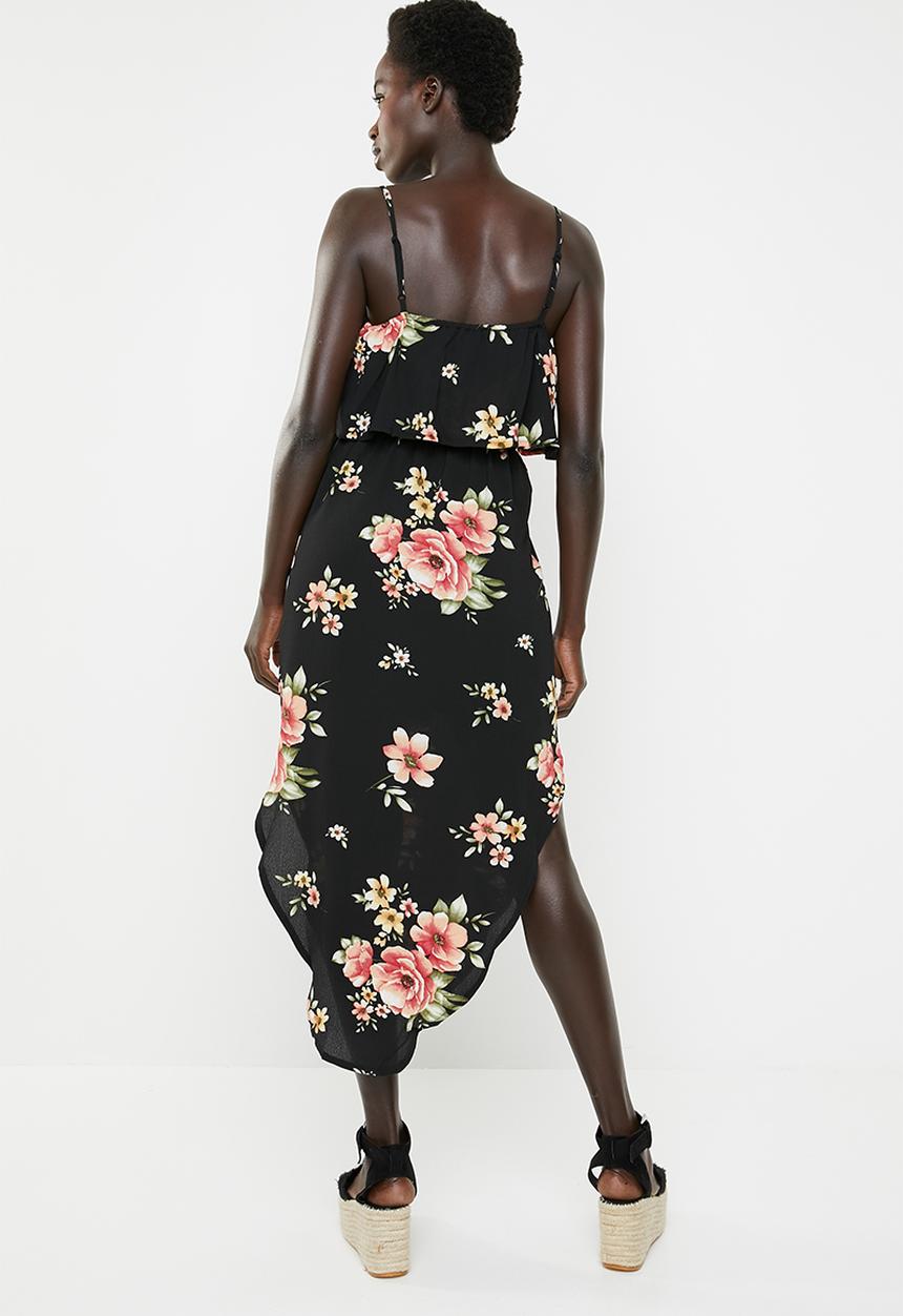 Revenge - Spaghetti strap overlay dress - black