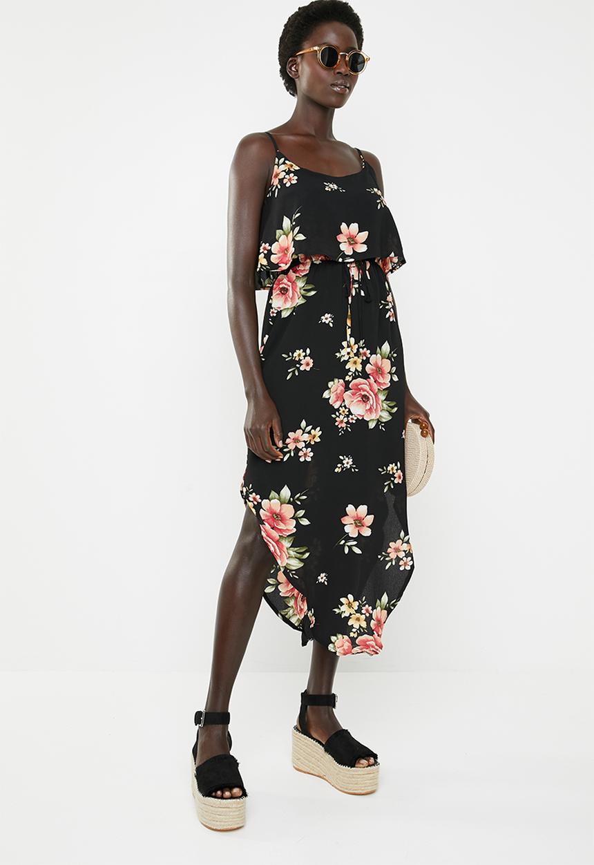 Revenge - Spaghetti strap overlay dress - black