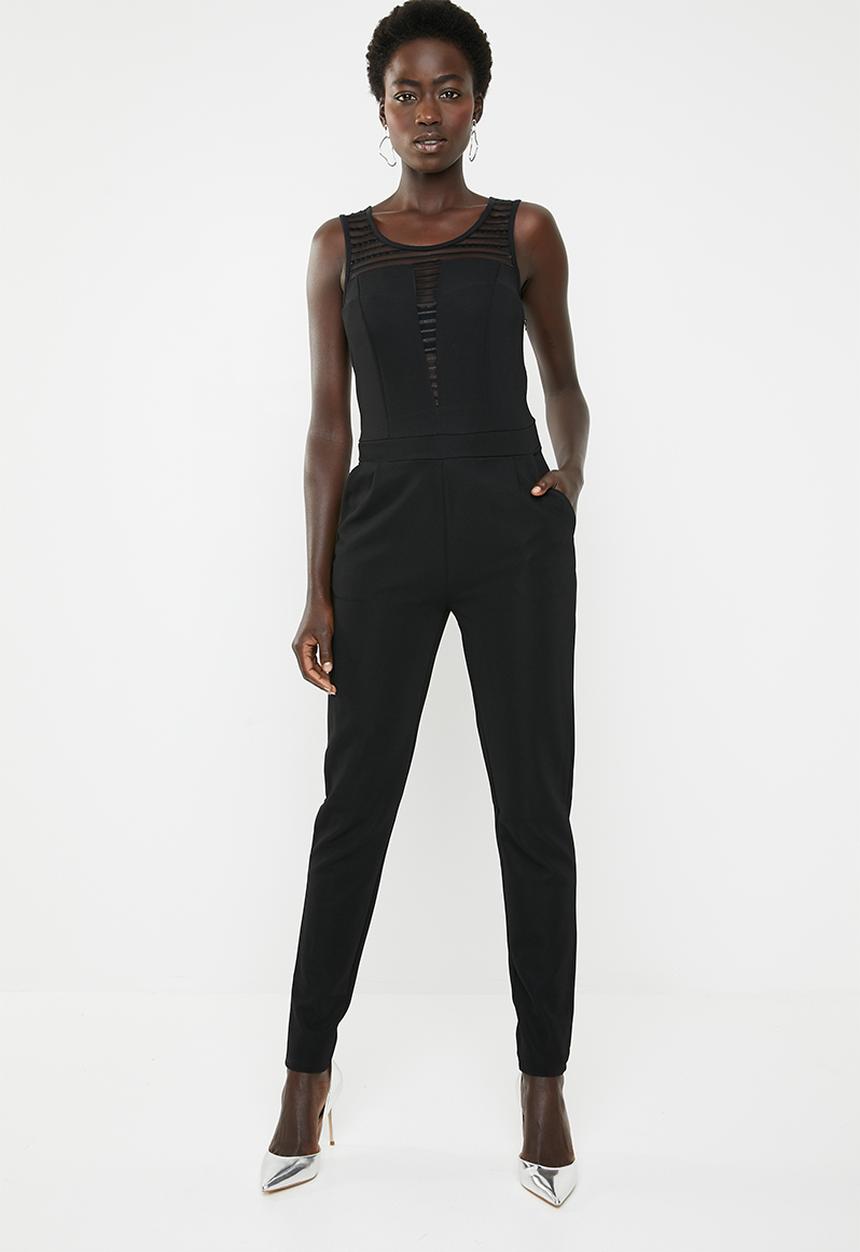 ONLY - Boom sleeveless mesh jumpsuit - black