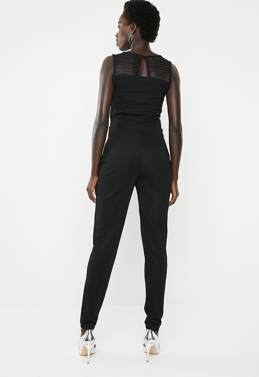 ONLY - Boom sleeveless mesh jumpsuit - black
