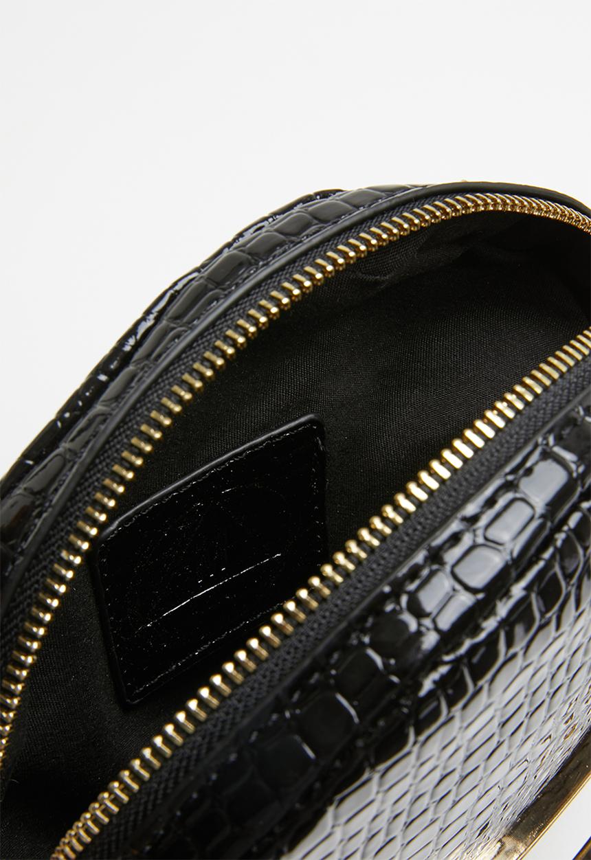 Missguided - Circle handle croc bag - black
