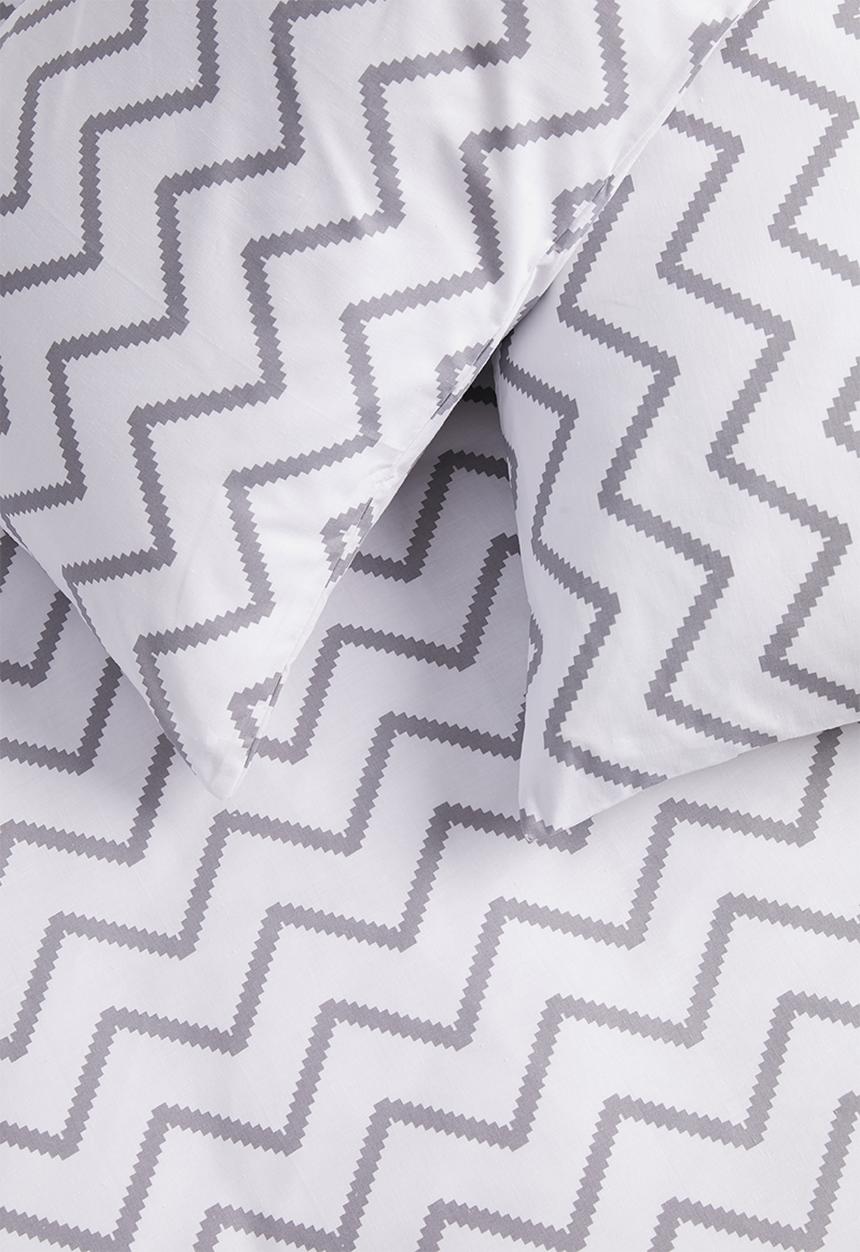 Sixth Floor - Zakari chevron printed duvet set - grey