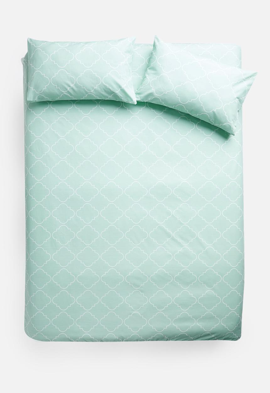 Sixth Floor - Trellis geo printed duvet set - duck egg