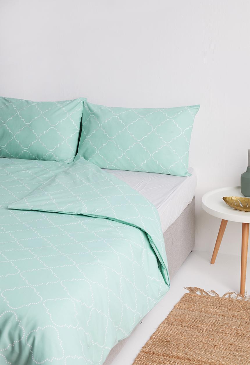 Sixth Floor - Trellis geo printed duvet set - duck egg
