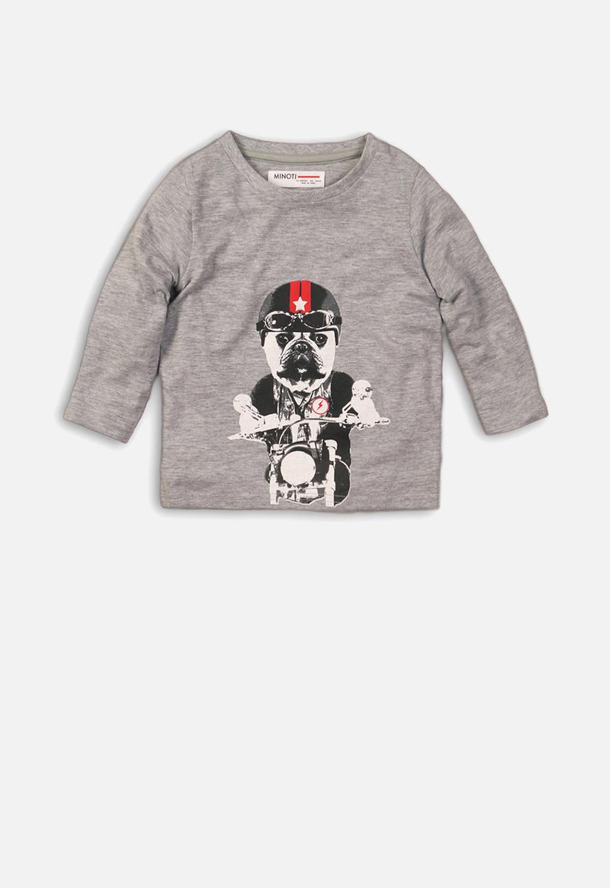 MINOTI - Biker pitbull graphic tee - grey