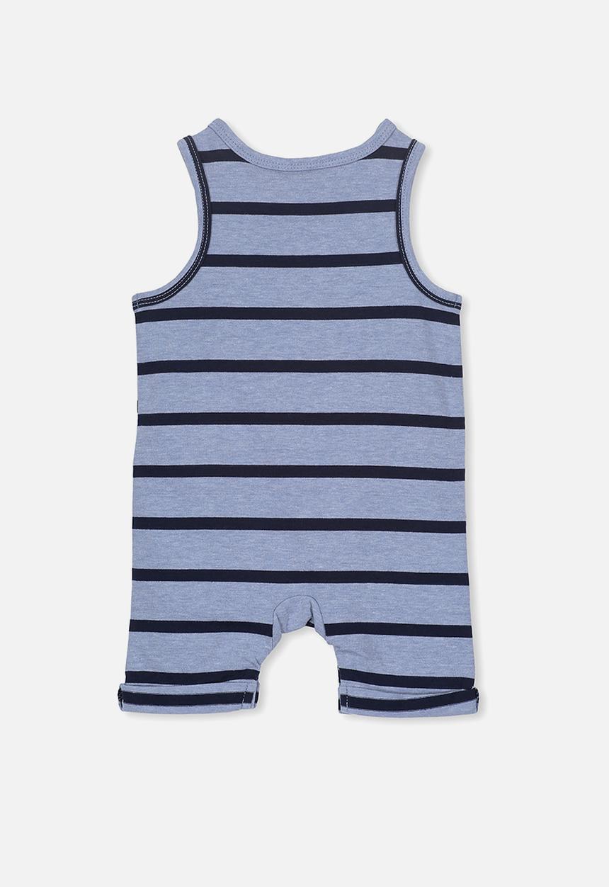 Cotton On - Matthew short leg all in one - blue & navy 