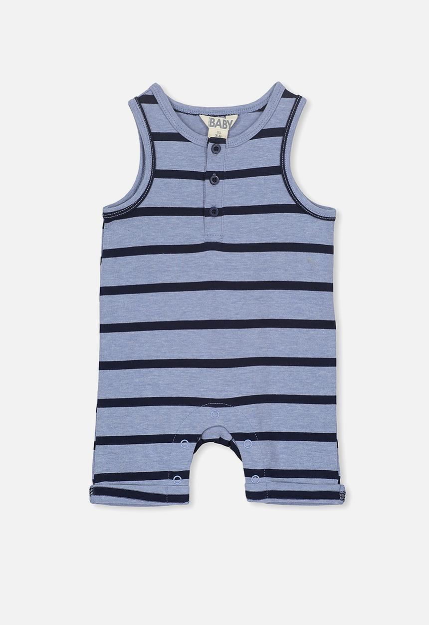 Cotton On - Matthew short leg all in one - blue & navy 