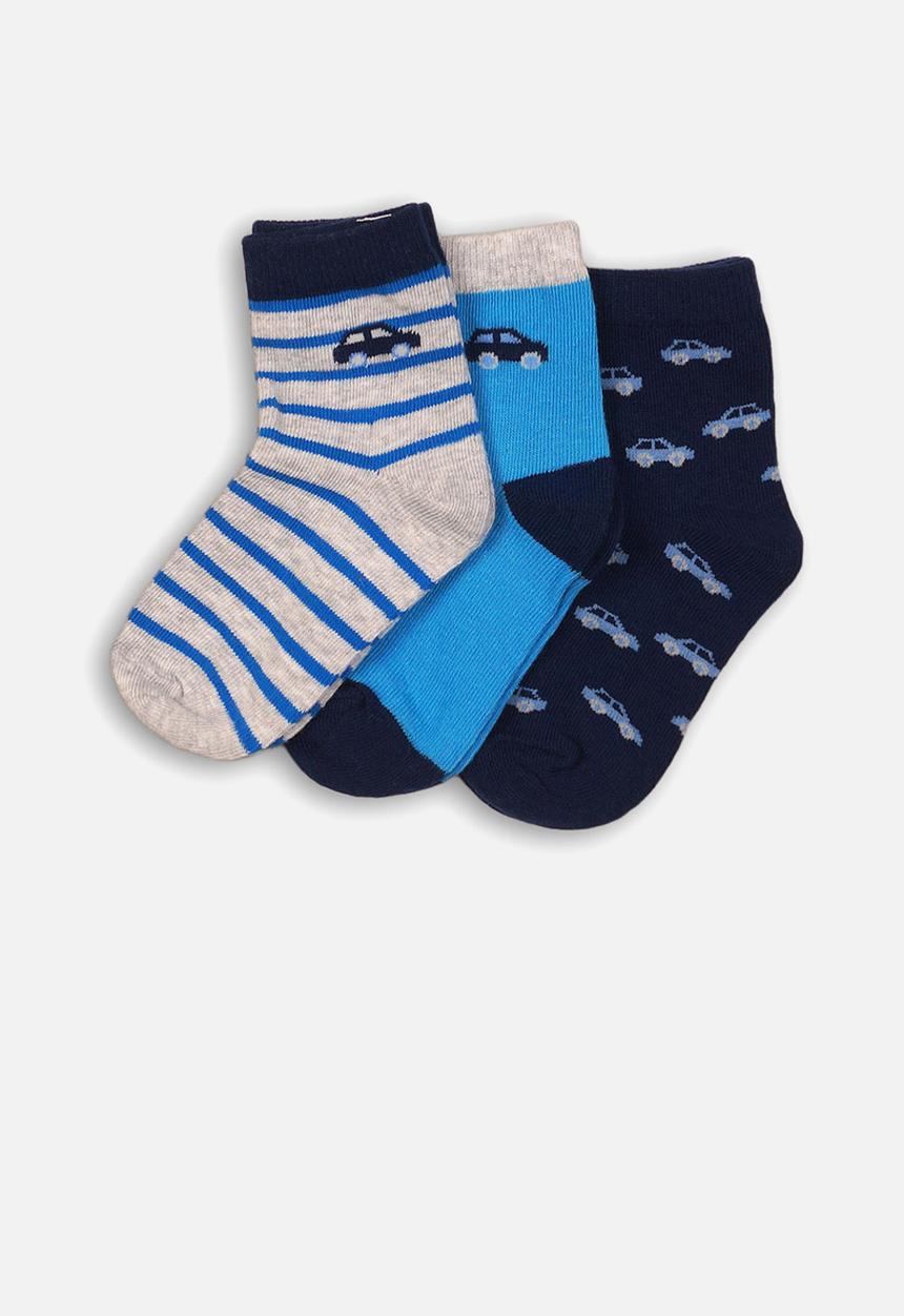 MINOTI - 3 pack ankle socks - blue & grey