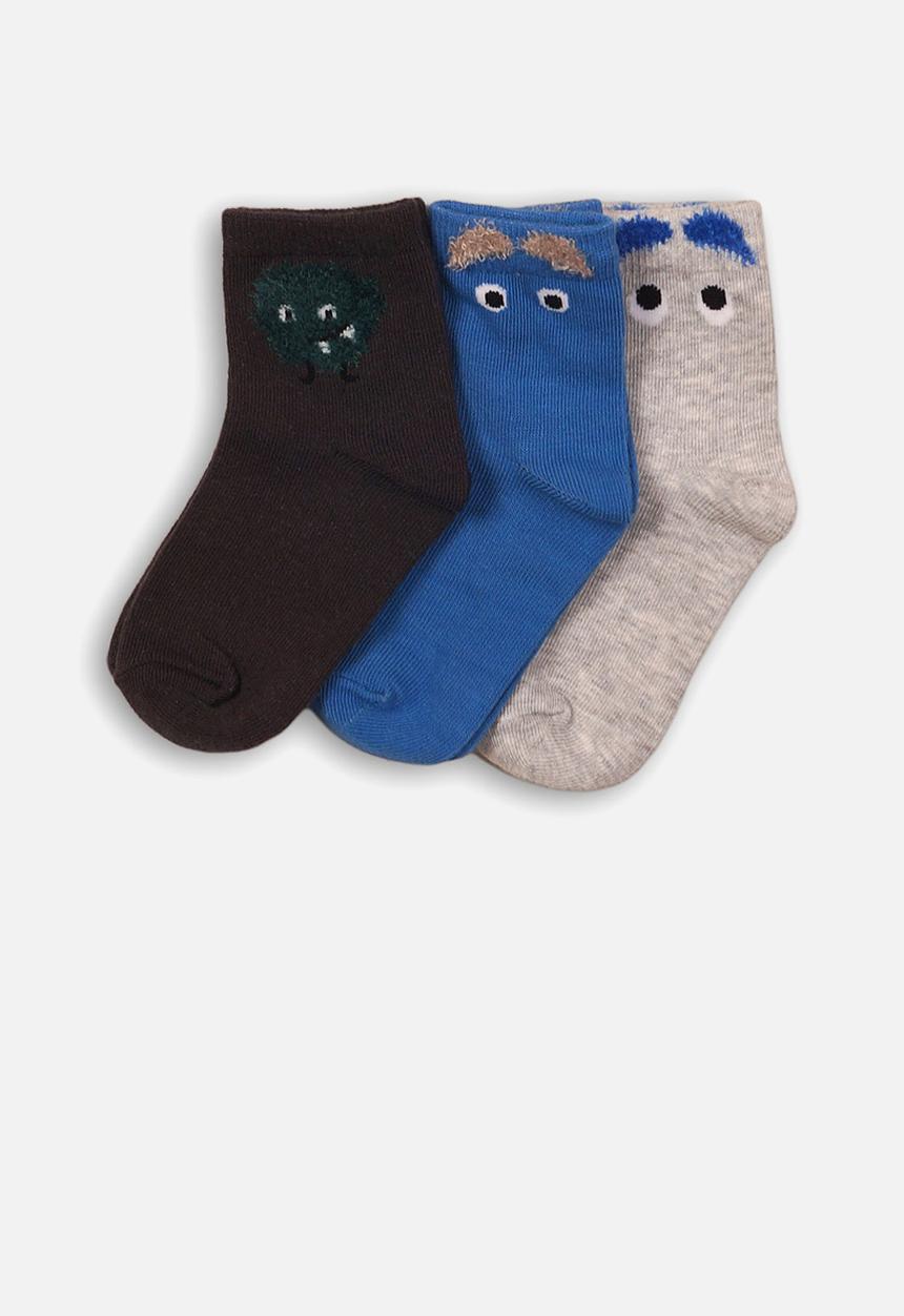 MINOTI - 3 pack ankle socks - grey & blue
