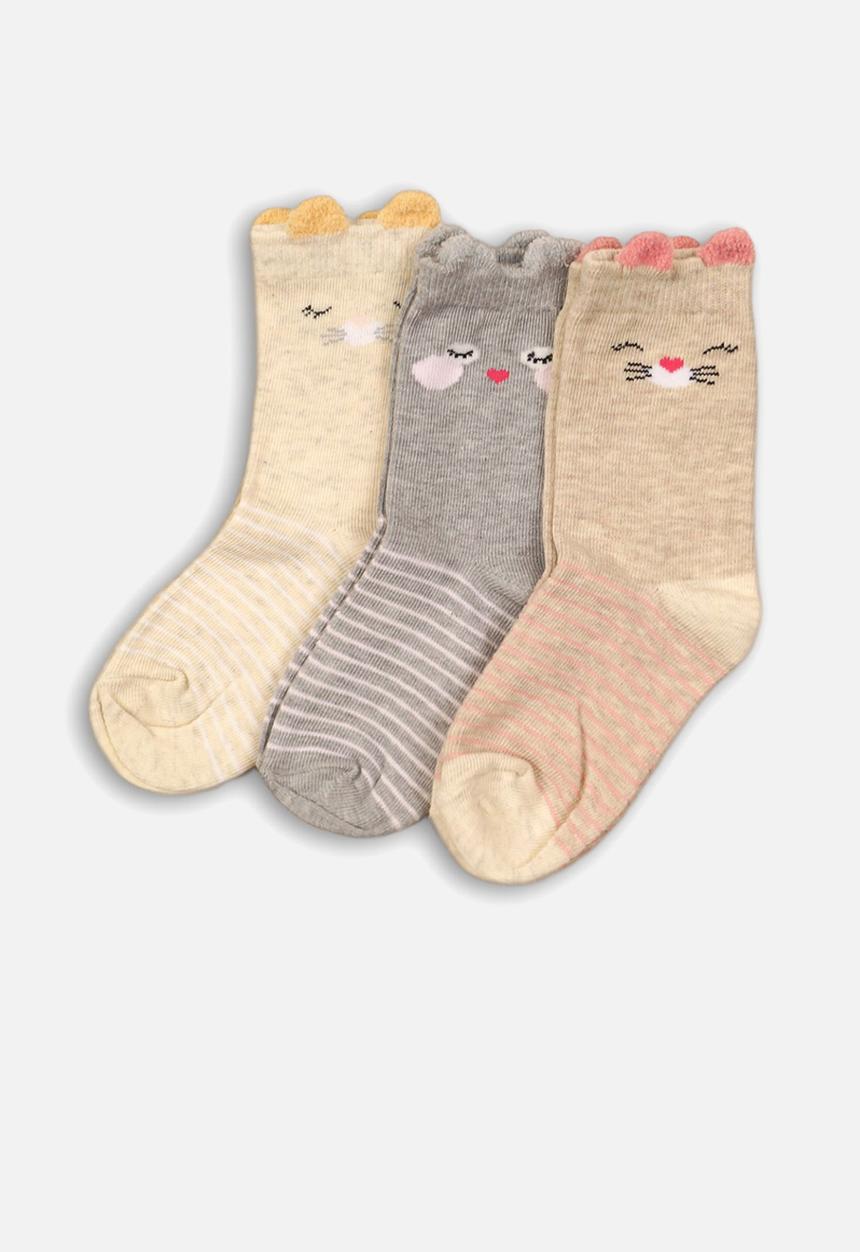 MINOTI - 3 pack stripe character ankle socks - multi